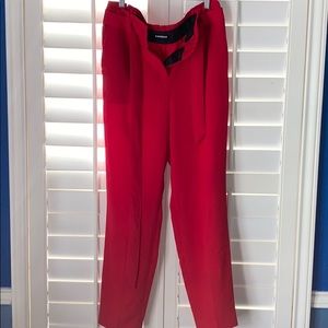 high waisted red ankle slacks